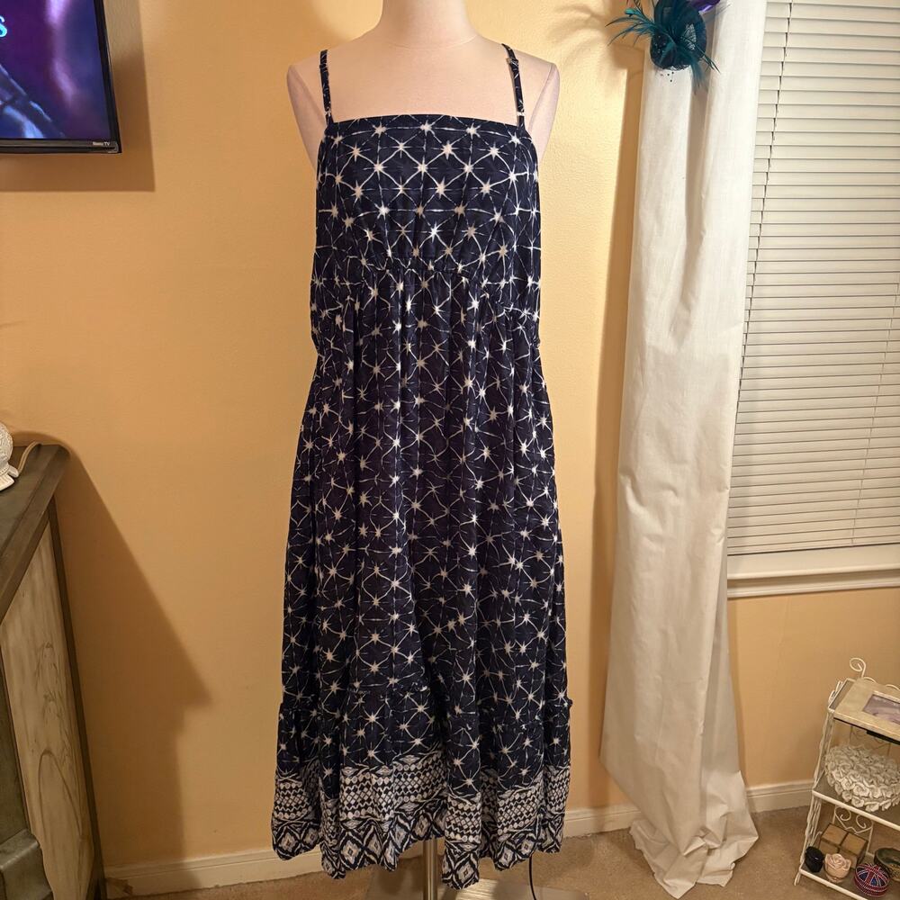 Time & Tru Women's Sleeveless Geometric Print Maxi Dress With Pockets - Size XXL